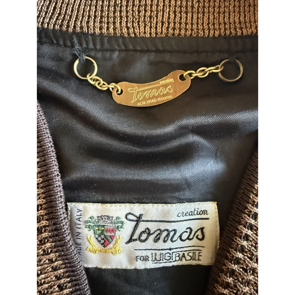 VTG Luigi Basile Tomas Bomber Jacket Men L Made in Italy Knit Style Brown